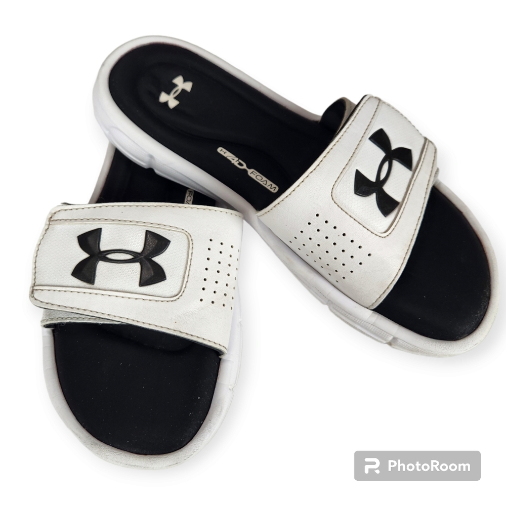 Black and White Under Armour Memory Foam Slides Women's Size 7